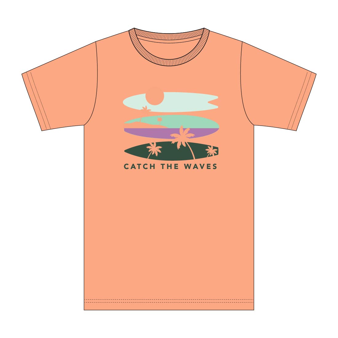 CATCH THE WAVES_T-SHIRT DESIGN REAL SIZE FOR 8 YEARS preview image.