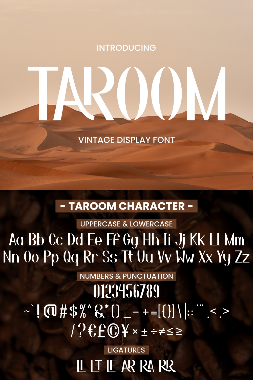 Taroom - Vintage Display Font pinterest preview image.