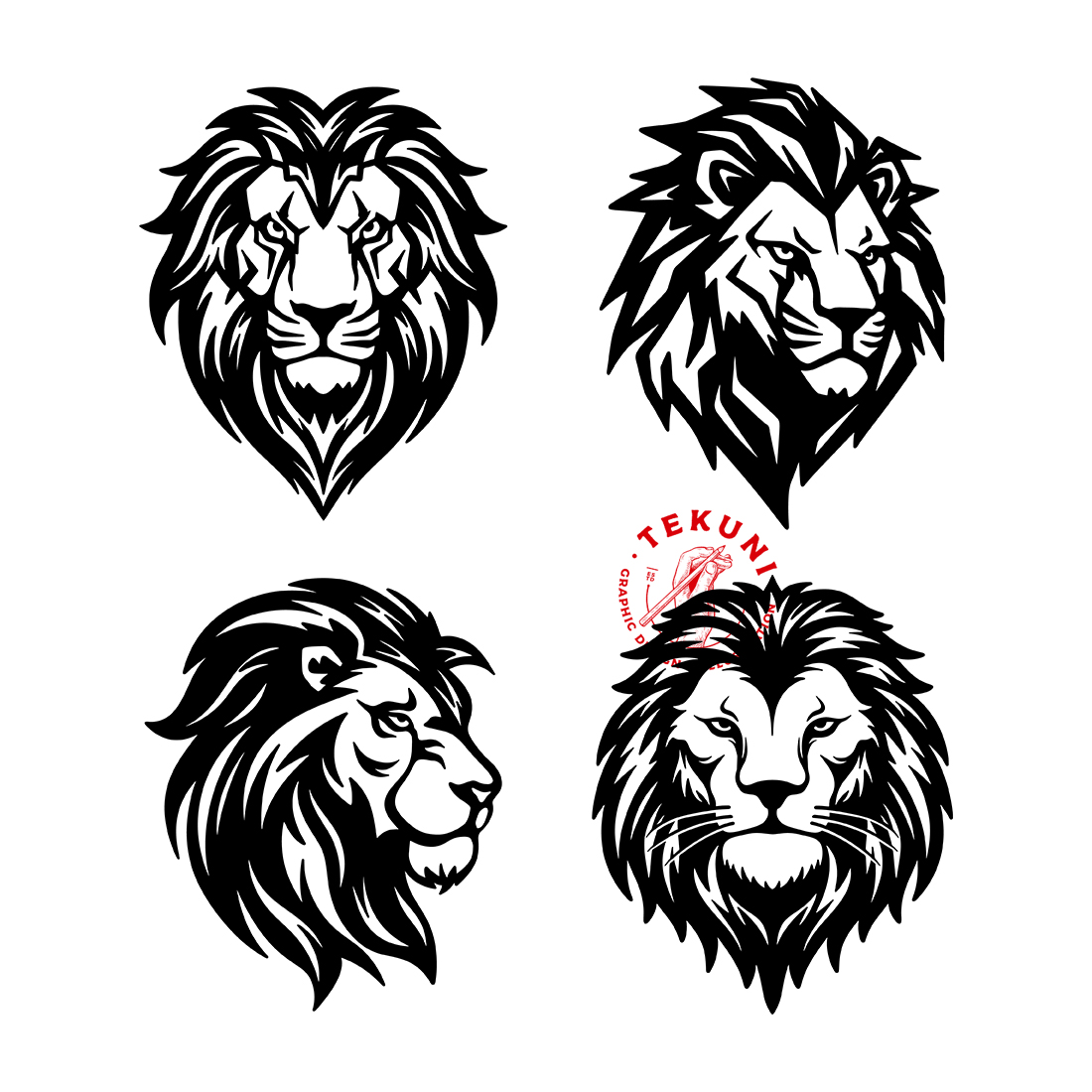 Lion Head Vector Set preview image.