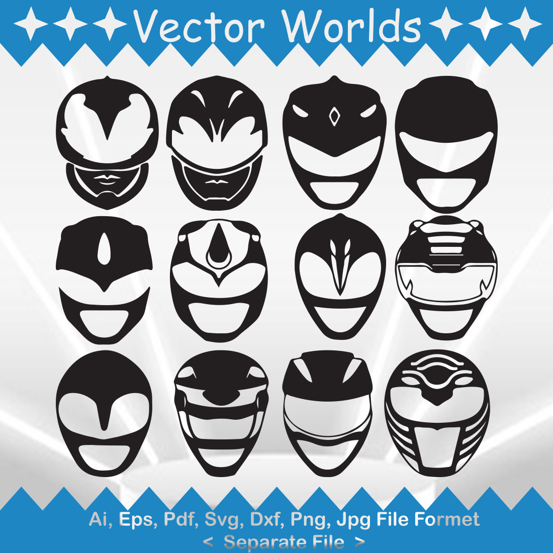 Power Ranger Mask SVG Vector Design cover image.