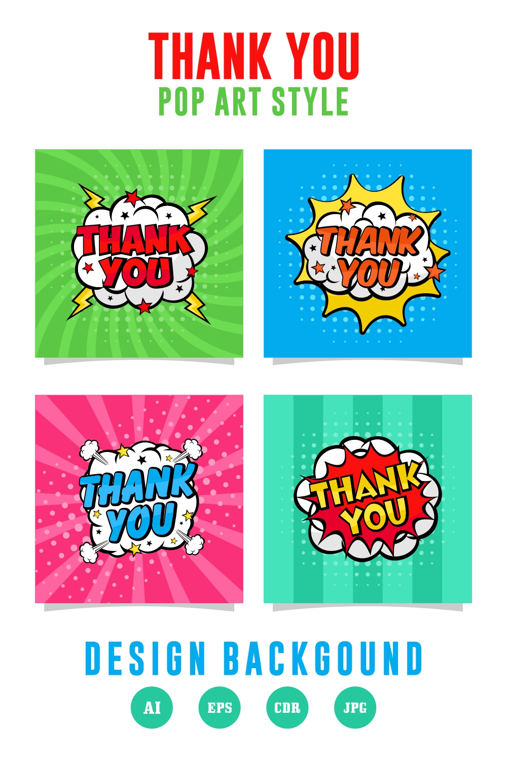 Thank You Pop art style collection - $5 pinterest preview image.