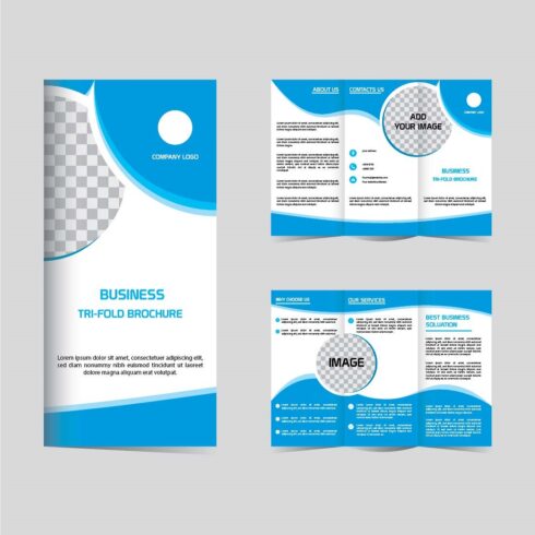 Tri fold brochure Business design template editable and resizable cover image.