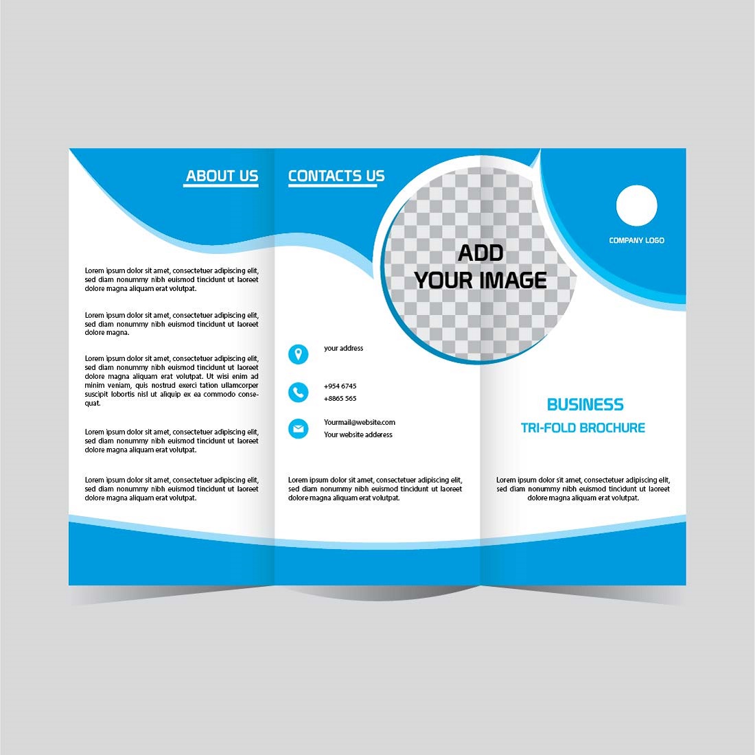 Tri fold brochure Business design template editable and resizable preview image.