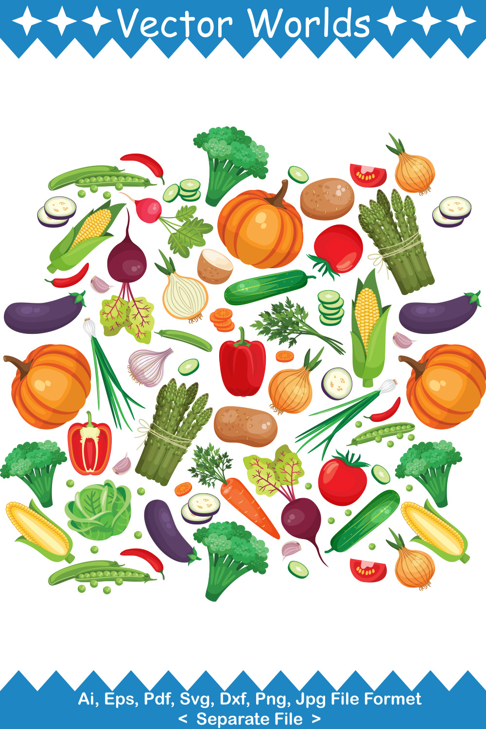 Vegetable SVG Vector Design pinterest preview image.