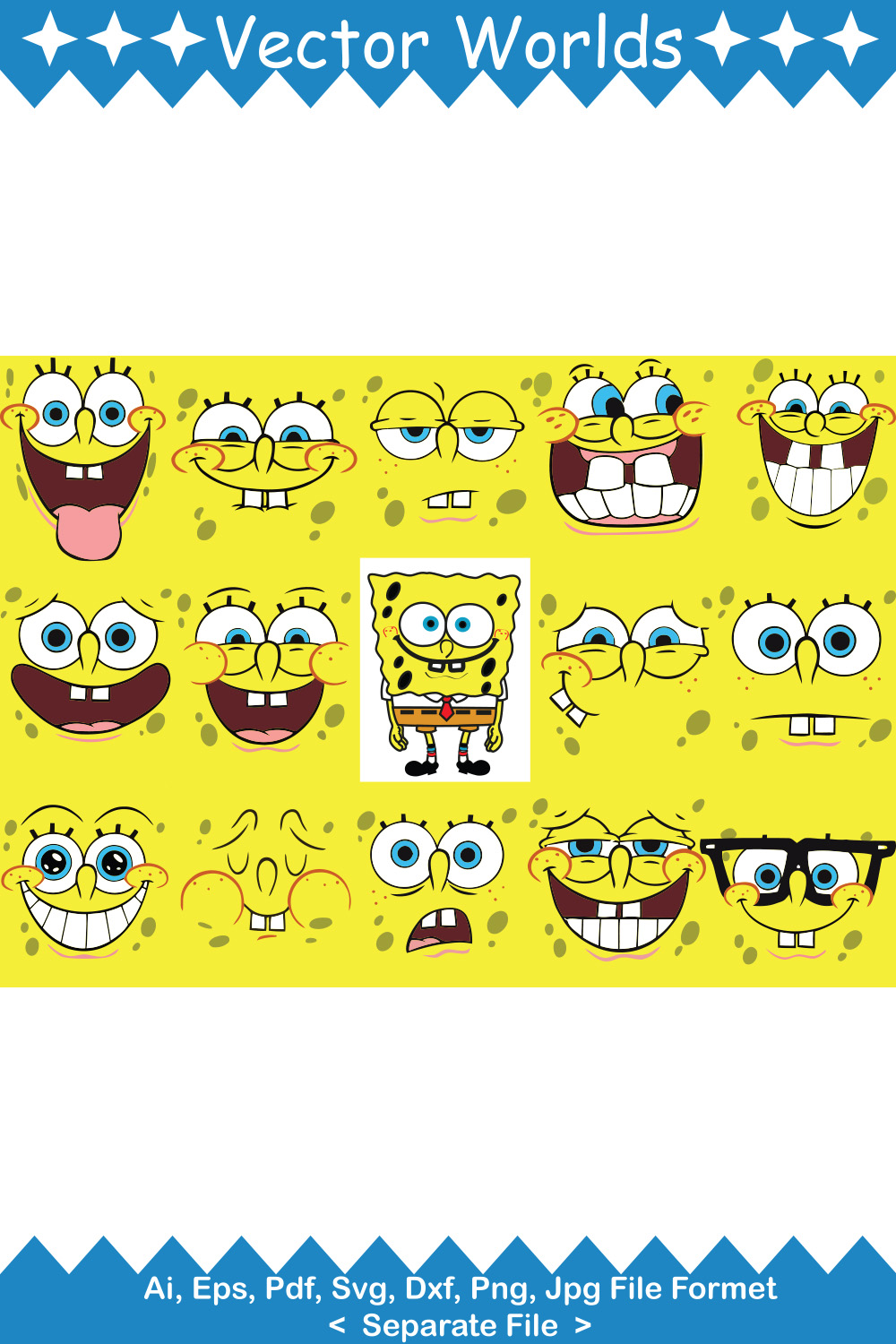 SpongeBob SquarePants Character SVG Vector Design pinterest preview image.