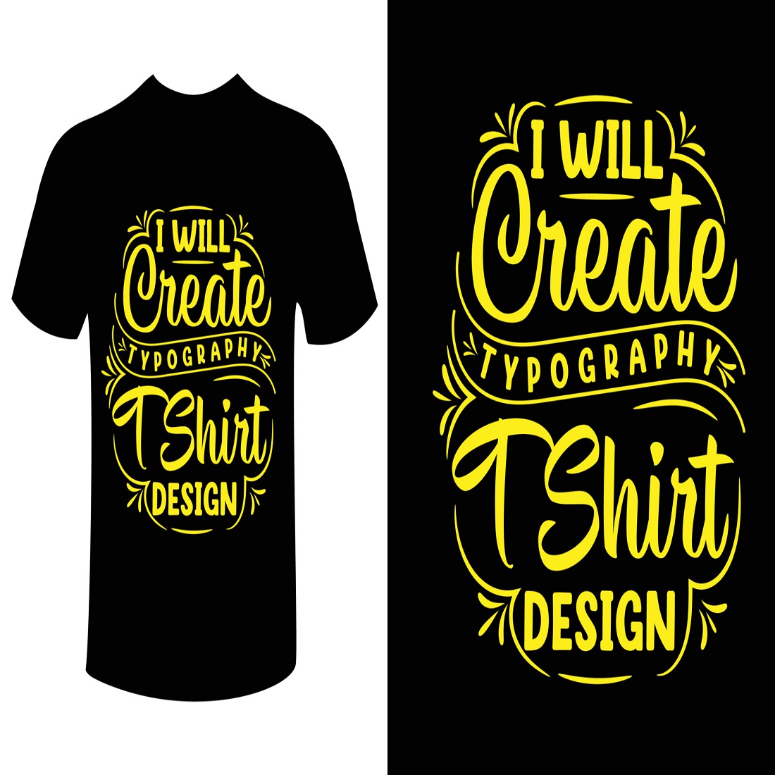 Typography t-shirt design preview image.