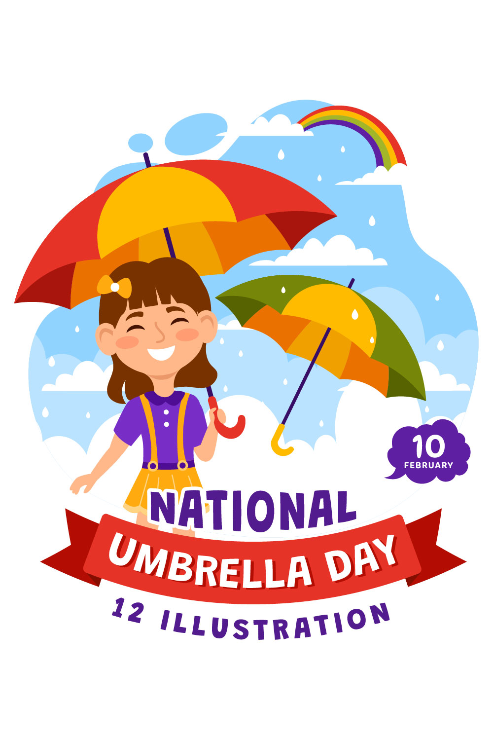 12 National Umbrella Day Illustration pinterest preview image.