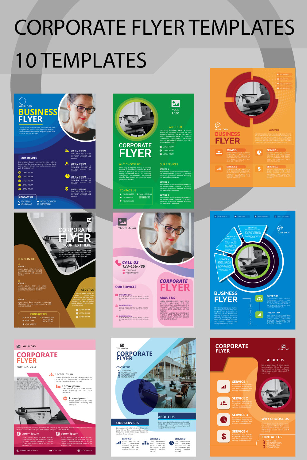 Corporate flyer templates pinterest preview image.