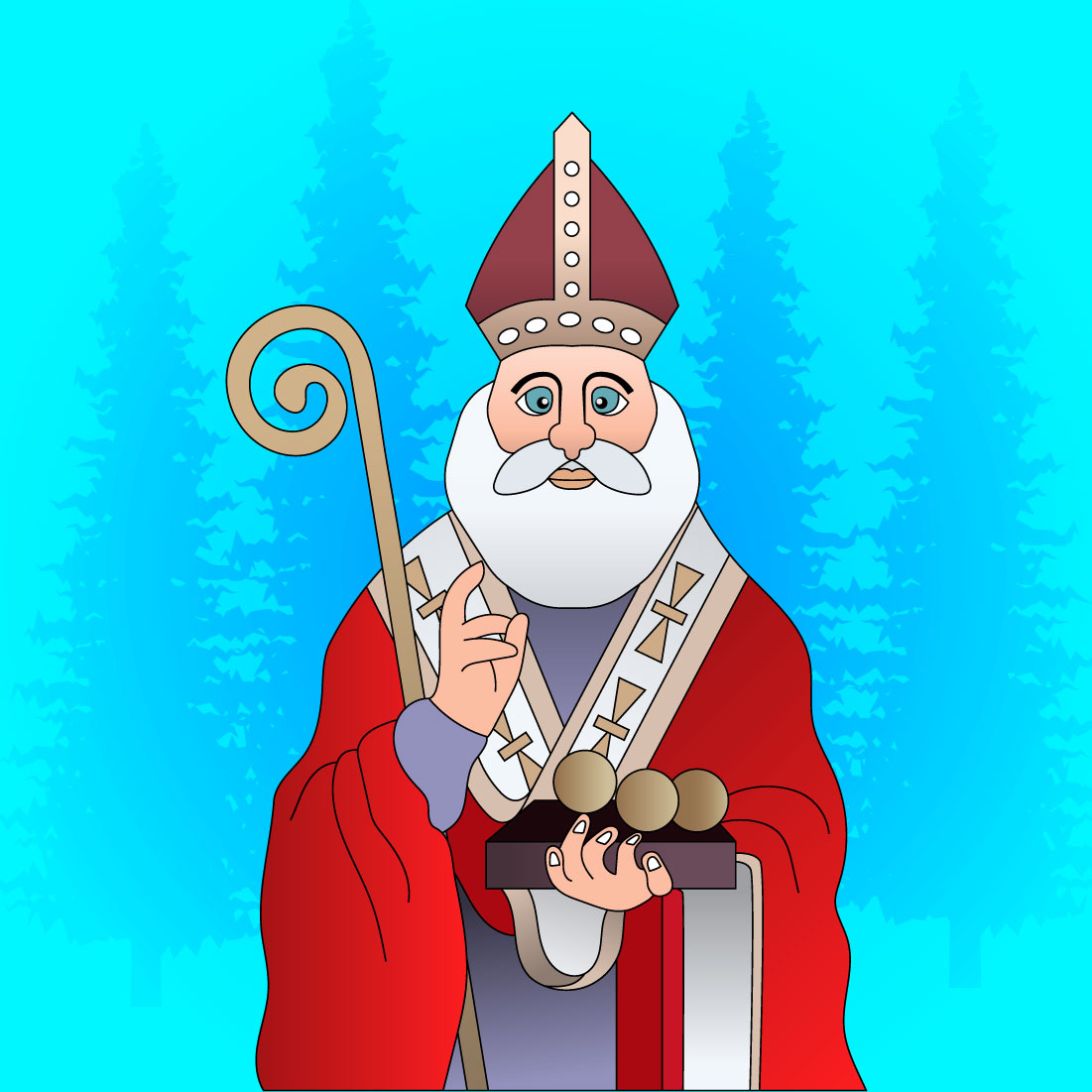 Saint Nicholas vector illustration preview image.