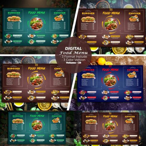 Digital Food Menu Design Template V-23 cover image.