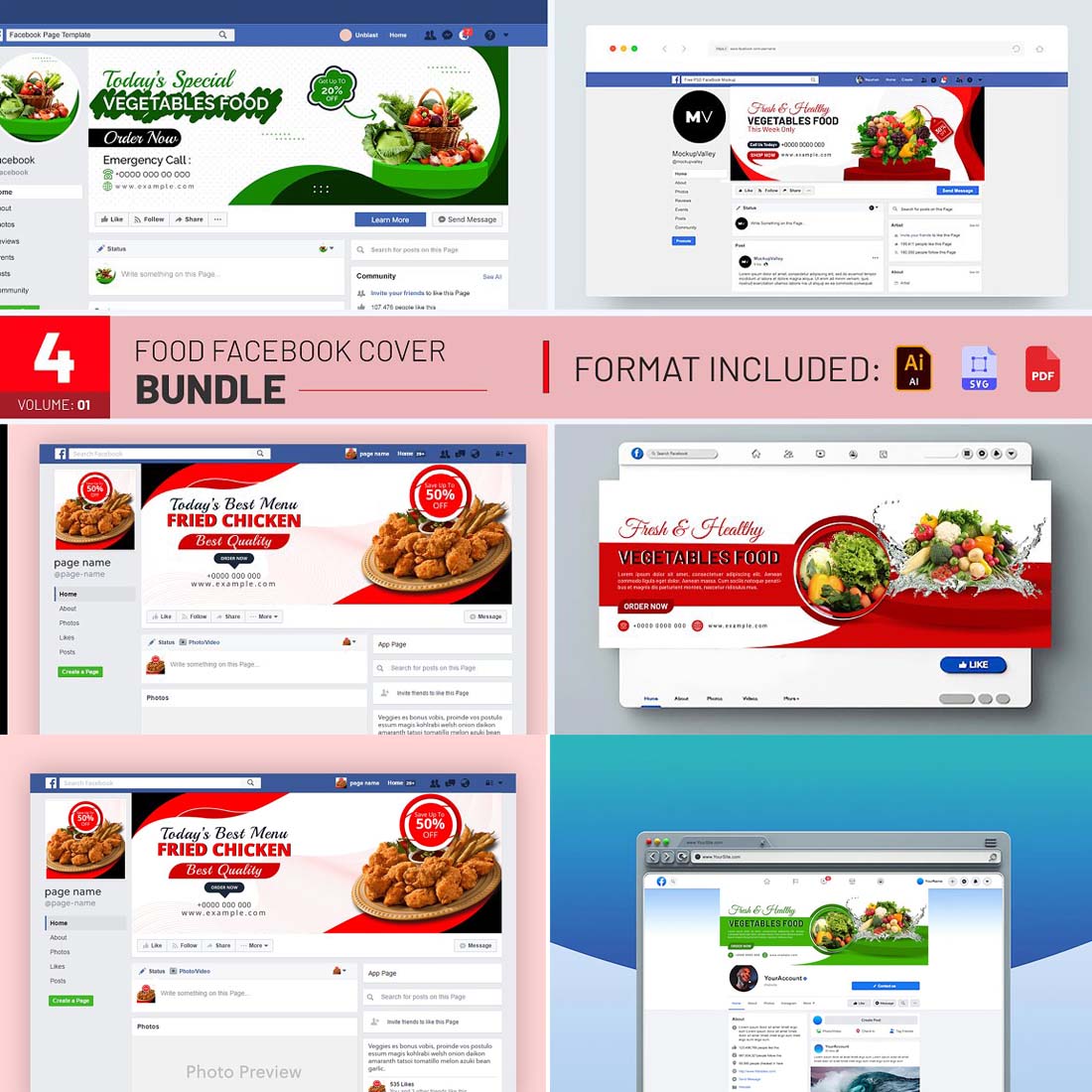 Food Sale Facebook Cover Bundle cover image.