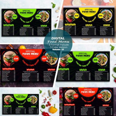 Digital Food Menu Template V-17 cover image.
