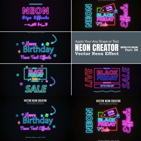 Neon Editable Vector Effect cover image.