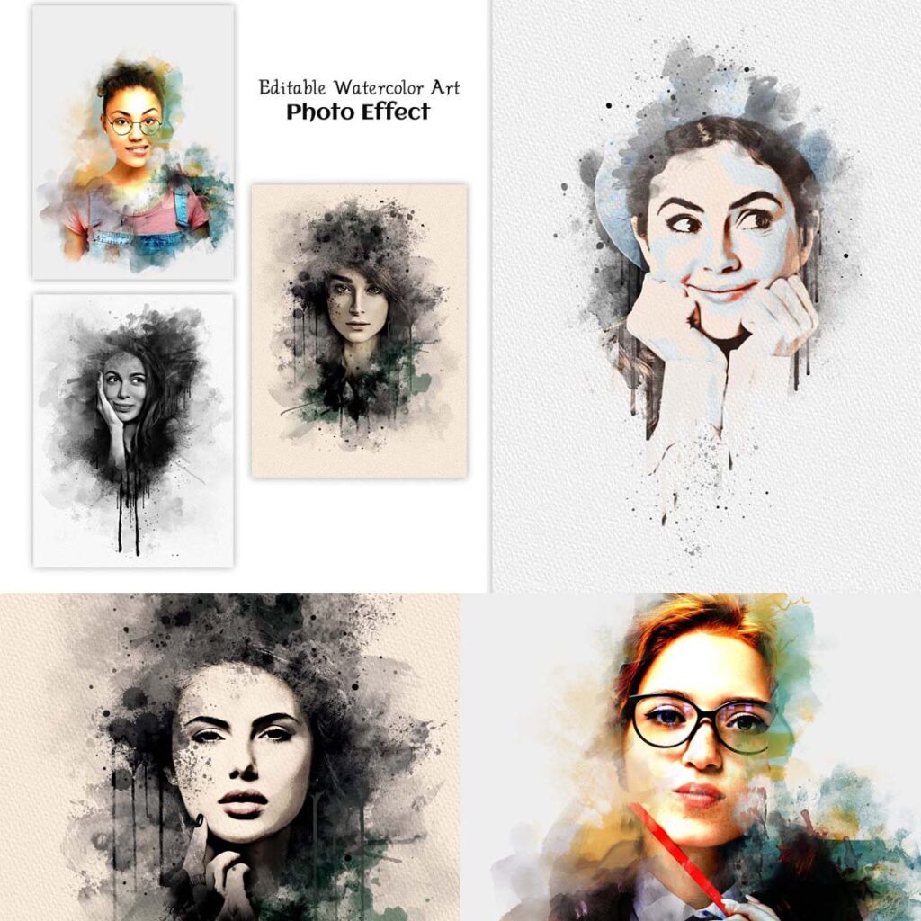 Editable Watercolor Art Photo Effect - MasterBundles
