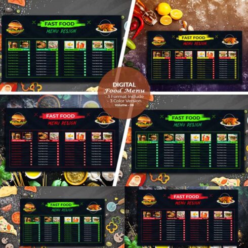 Digital Fast Food Menu Template cover image.