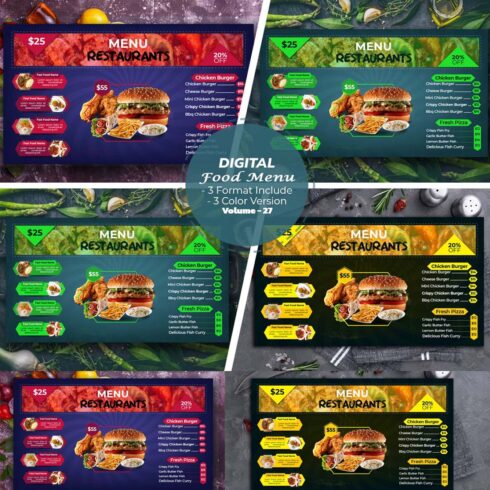Digital Food Menu Design Template V-27 cover image.