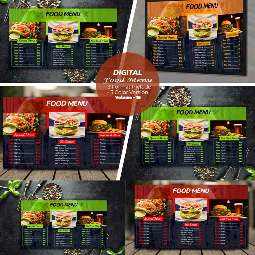 Digital Food Menu Design Template V-16 - MasterBundles