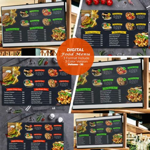 Digital Food Menu Design Template cover image.