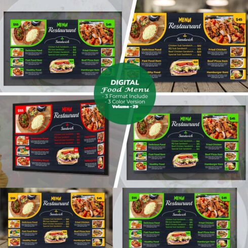 Digital Food Menu Design Template V-29 cover image.