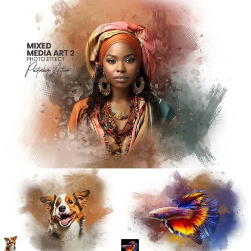 Mixed Media Art Photoshop Actions cover image.