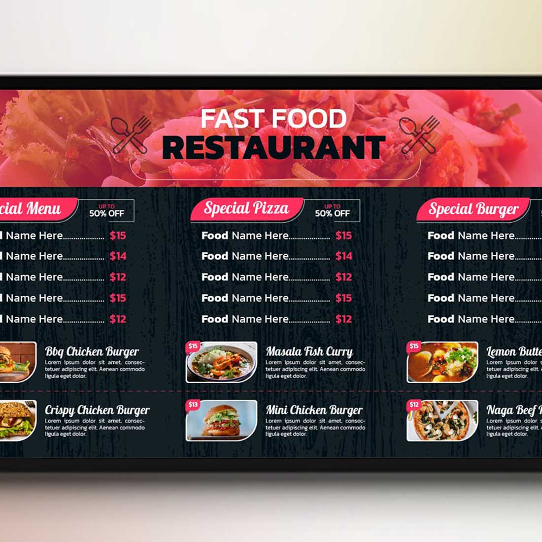 Digital Food Menu Design Template V-19 preview image.