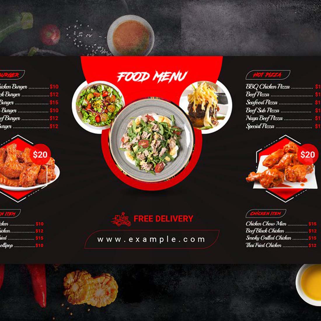 Digital Food Menu Design Template V-11 preview image.
