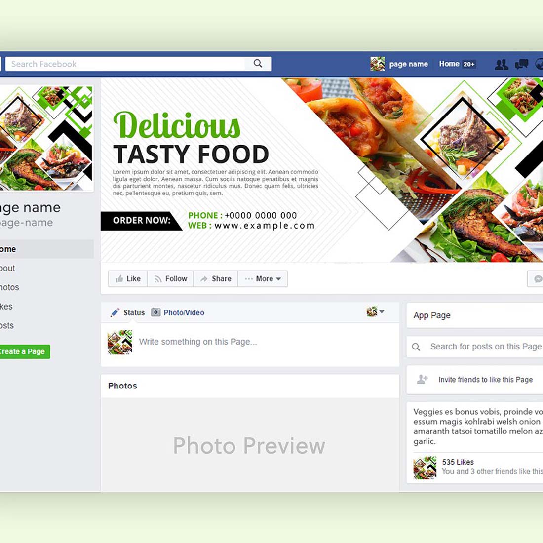 Food Facebook Cover Bundle preview image.