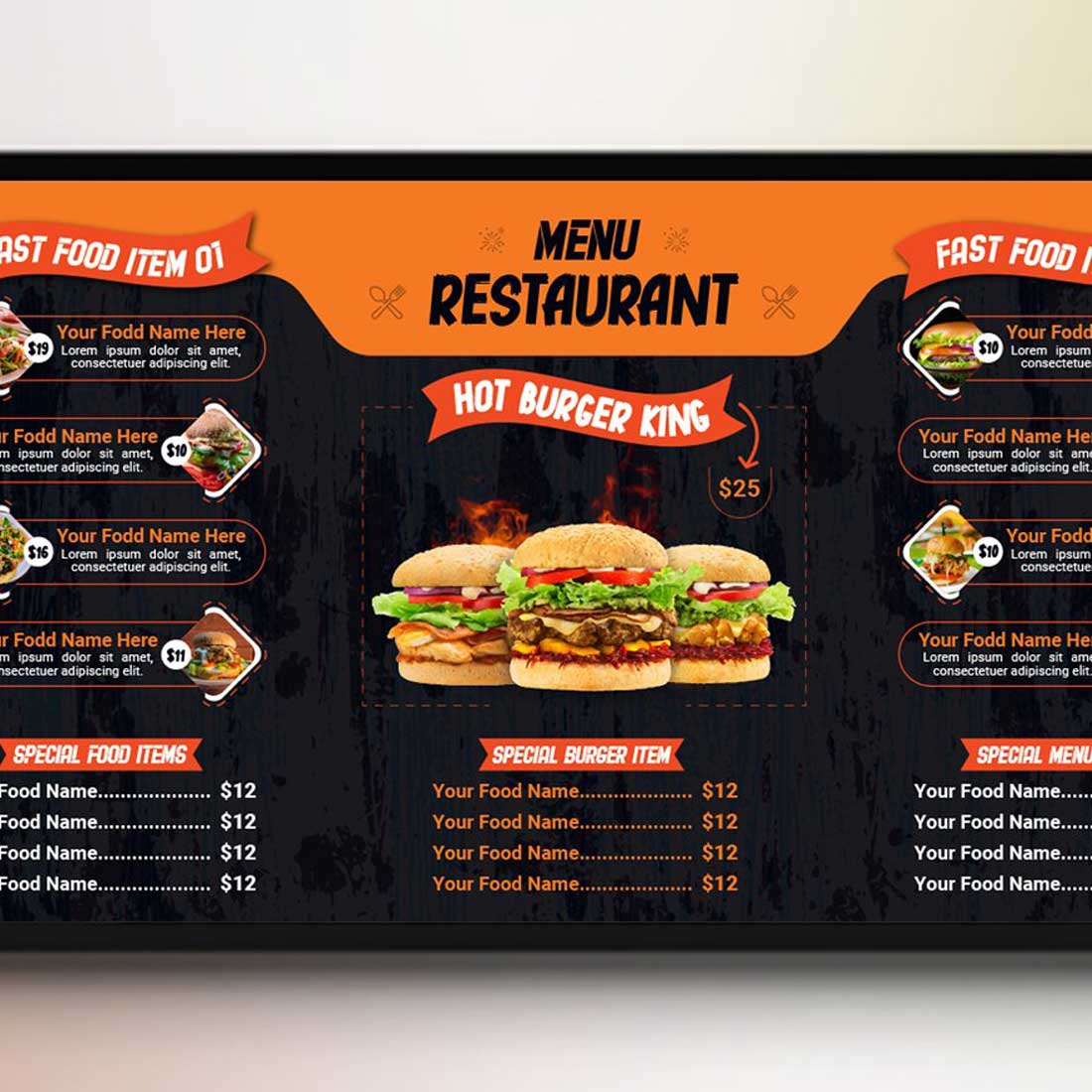 Digital Fast Food Menu Template V-22 preview image.