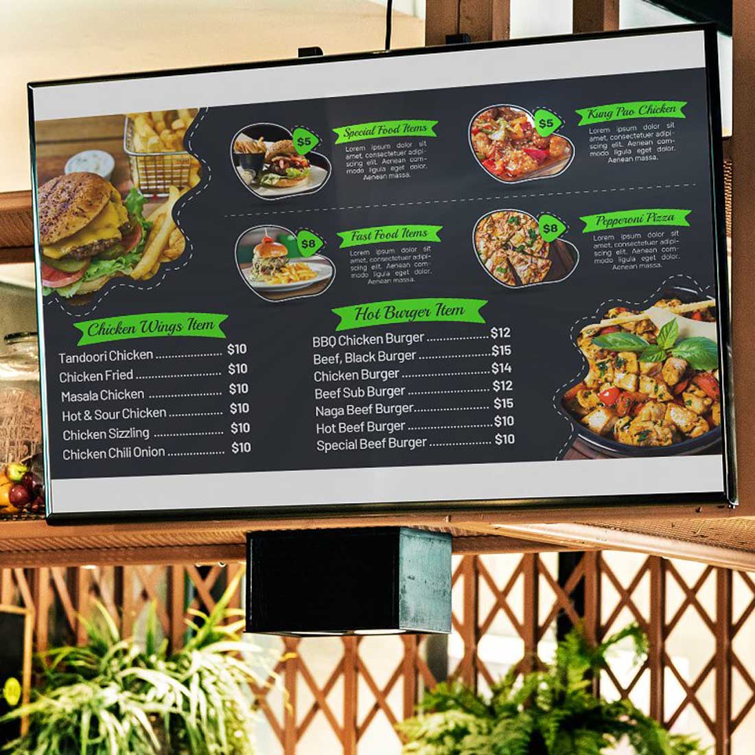 Digital Food Menu Design Template preview image.