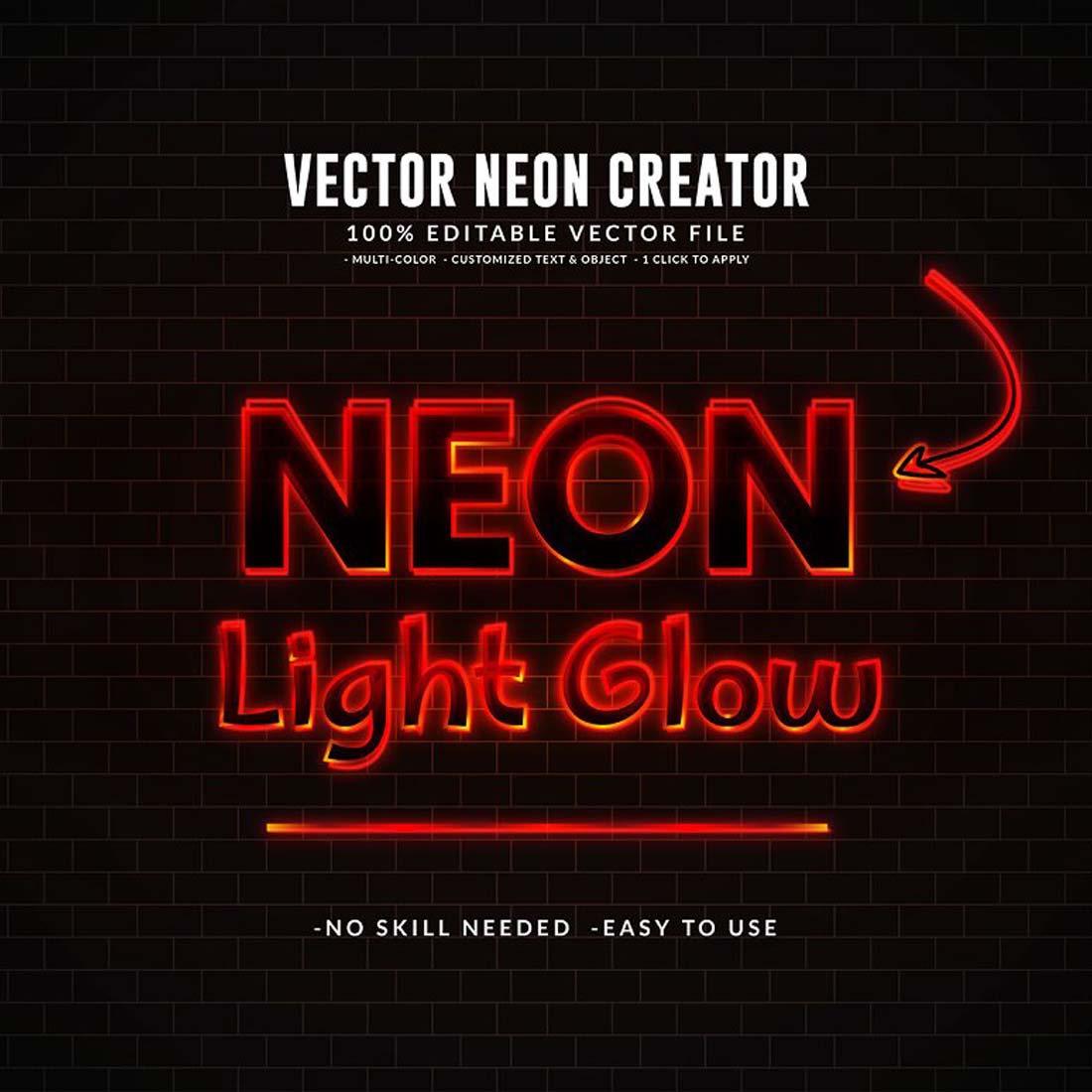 Vector Neon Creator Editable Effect preview image.