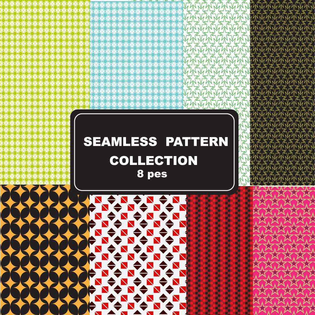 8 Cool Retro Seamless Patterns | Digital Bundle preview image.