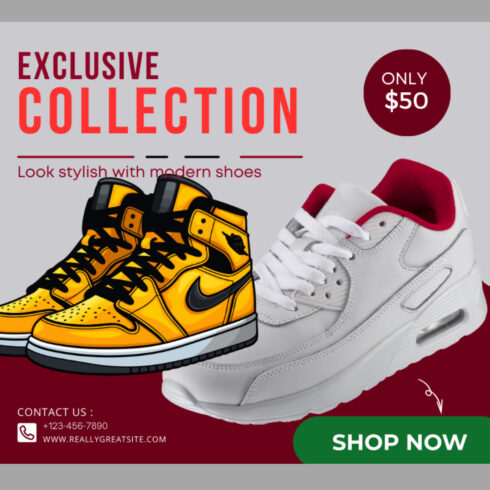 Exclusive Shop Sale Collection flyer template cover image.