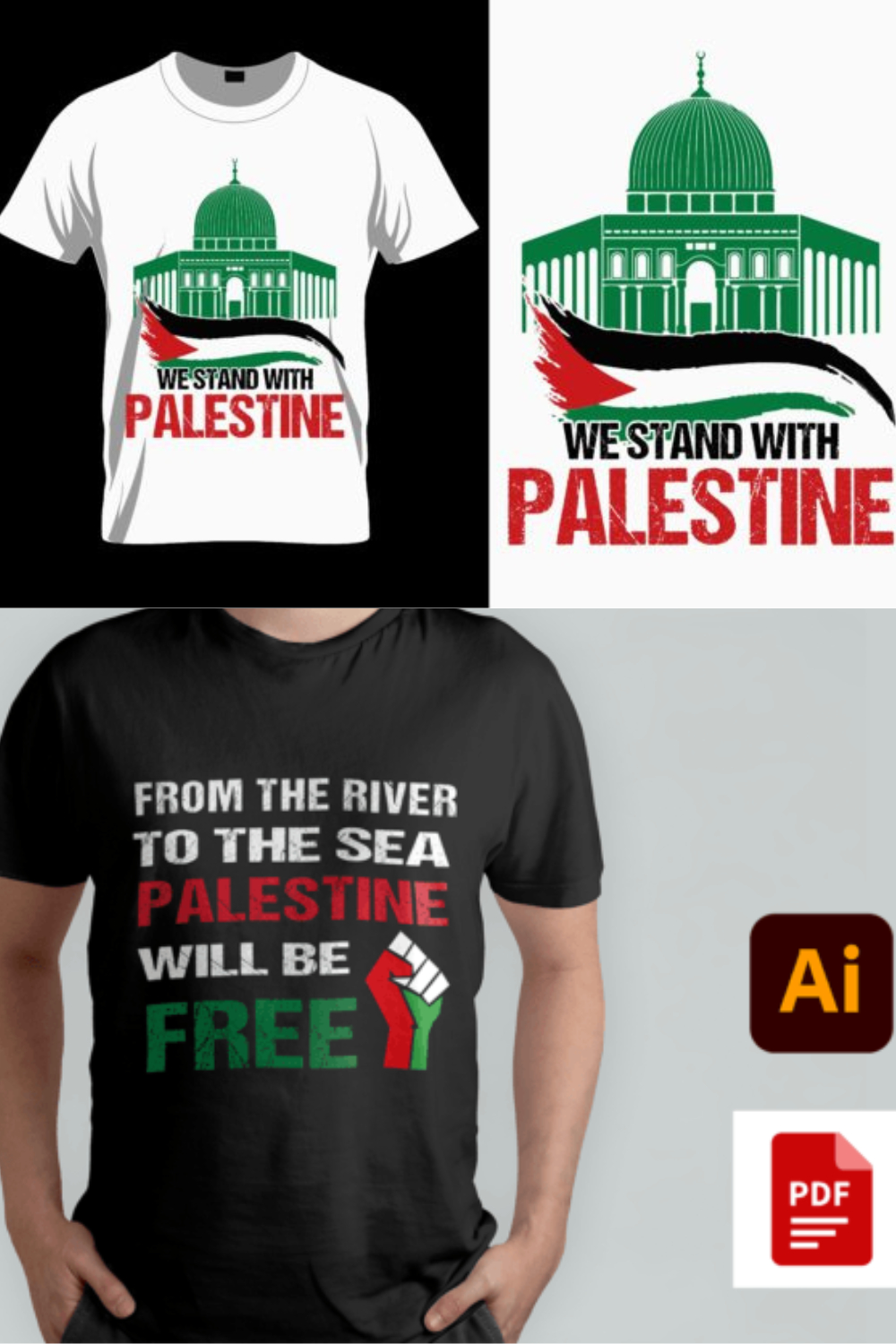 Free Gaza Free Palestine T-shirt bundle pinterest preview image.