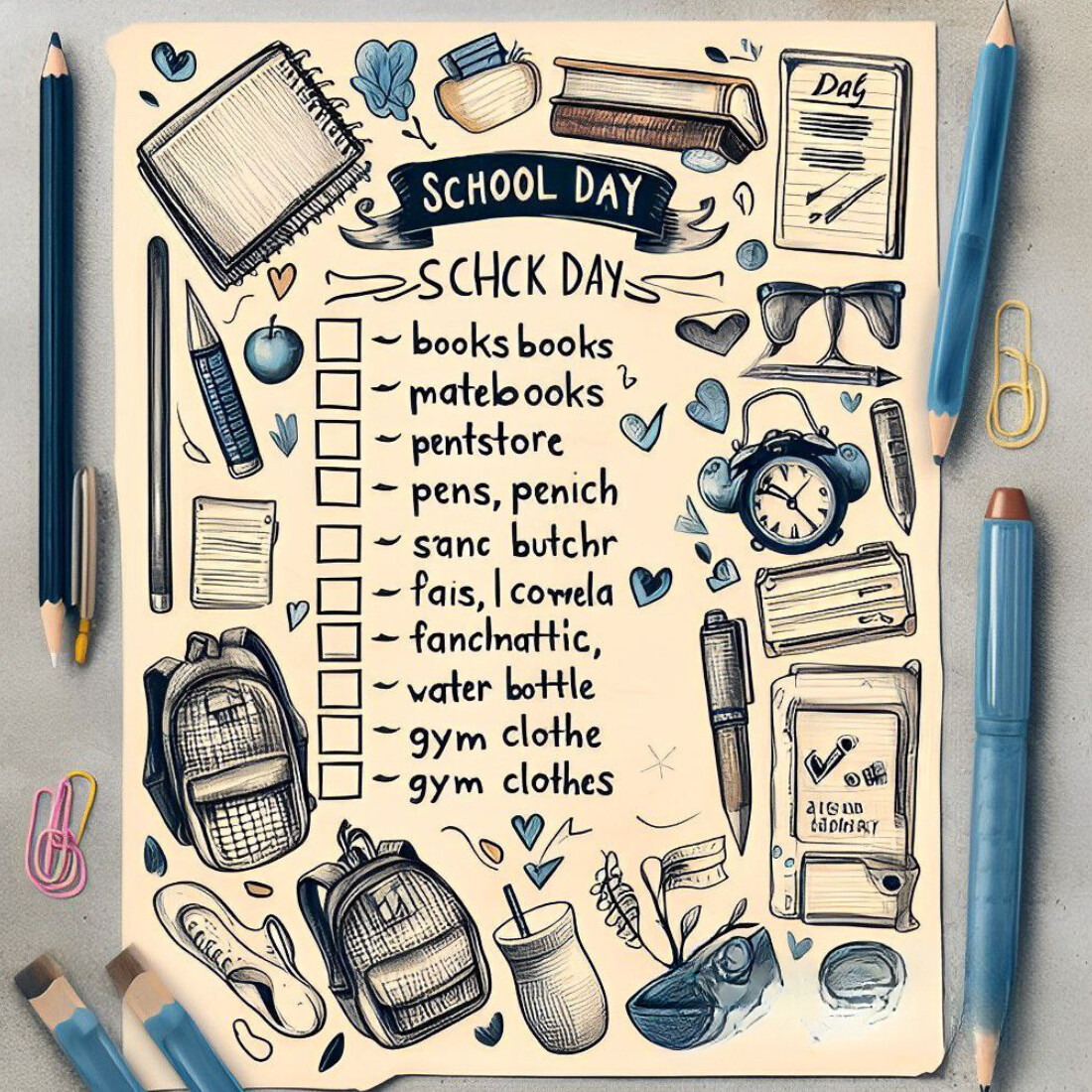 baby school bundle checklist preview image.