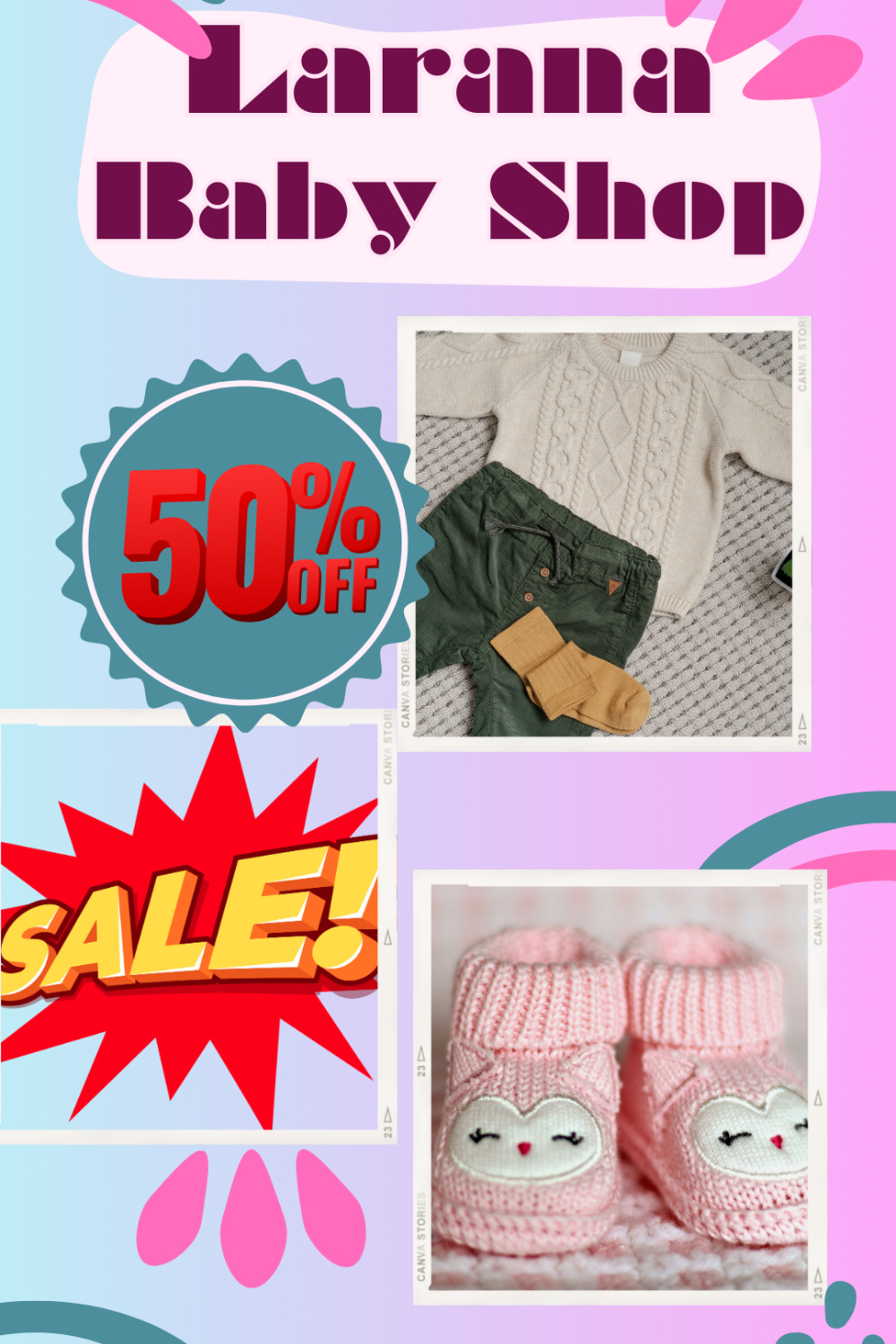 baby shop design template pinterest preview image.
