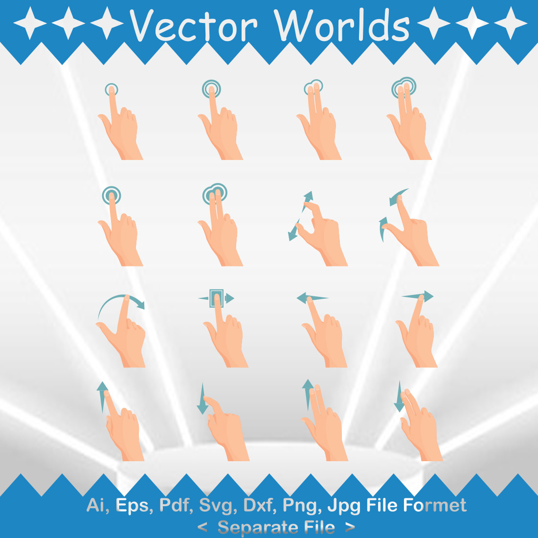 Touch Screen Hand SVG Vector Design preview image.