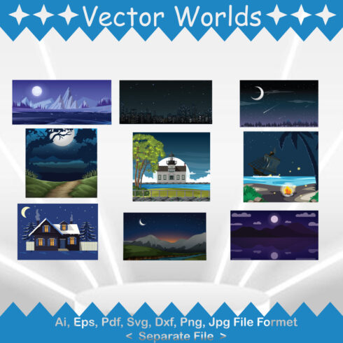 Night Scenery SVG Vector Design cover image.