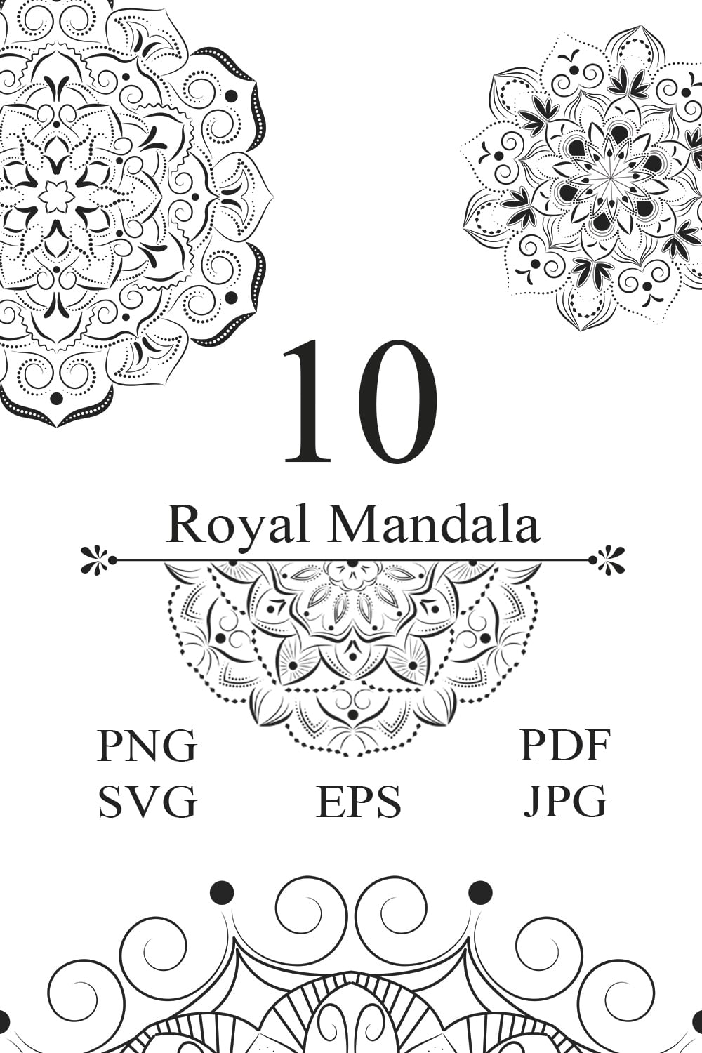 10 Royal Floral Mandala Vectors Pack pinterest preview image.