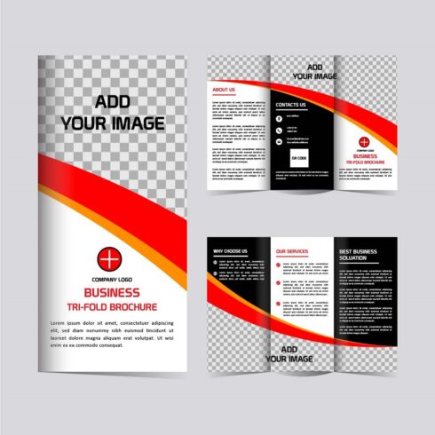 Vector business trifold brochure design template cover image.