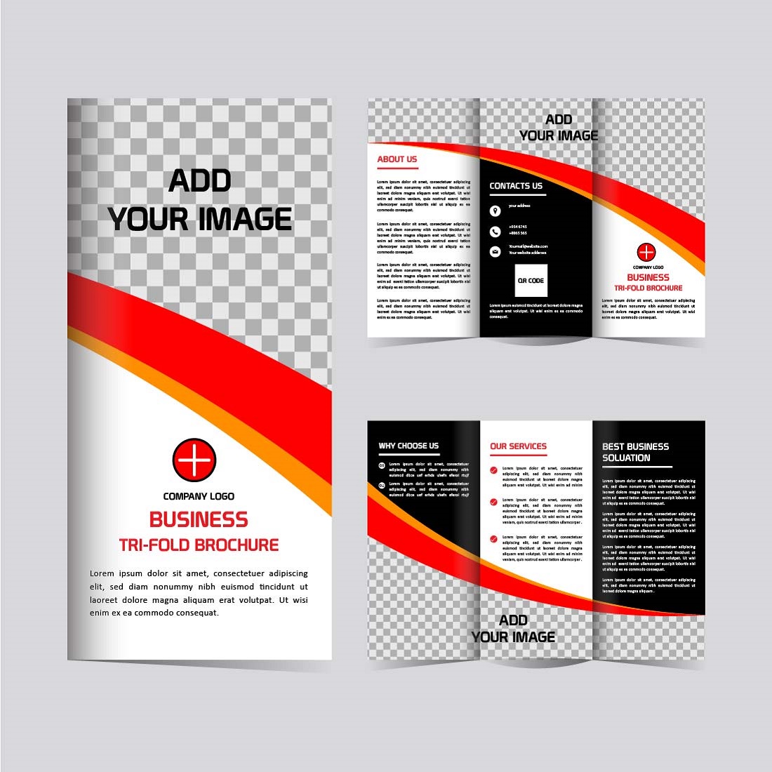 Vector business trifold brochure design template cover image.