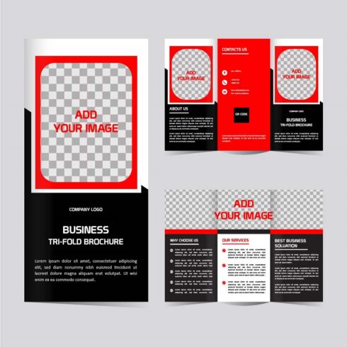 Vector business trifold brochure design template editable cover image.