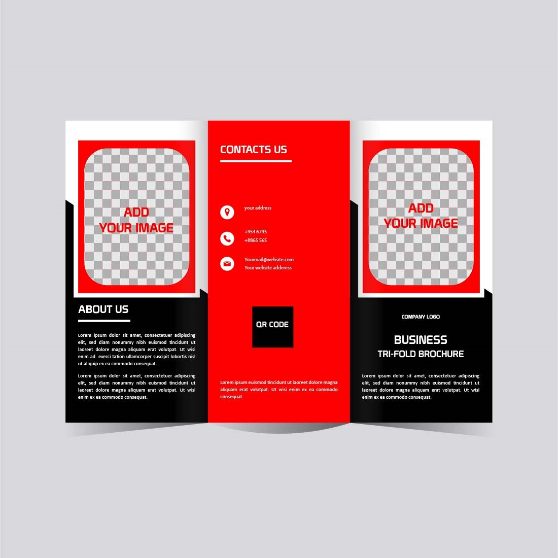 Vector business trifold brochure design template editable preview image.