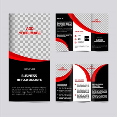 Vector business trifold brochure template design cover image.