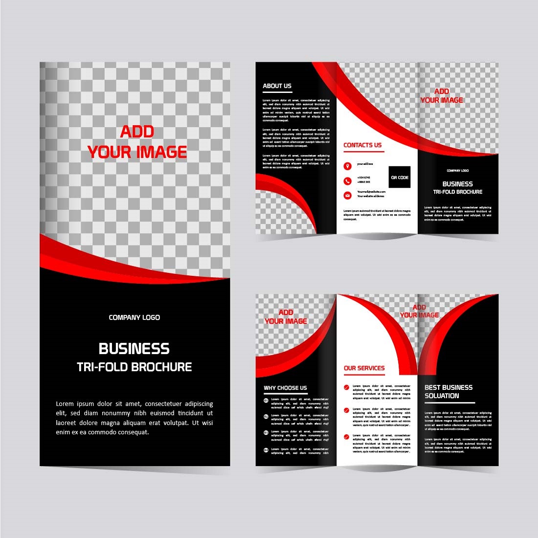 Vector business trifold brochure template design cover image.