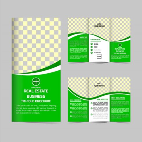 Vector real estate Tri fold brochure design cover image.