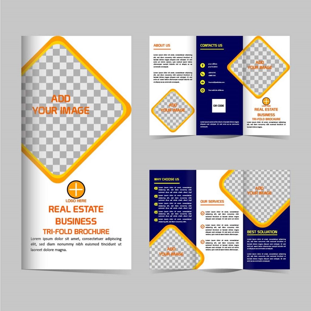 Vector real estate Tri fold brochure design template editable ...