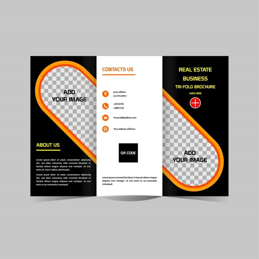 Vector real estate Tri fold brochure design template editable ...