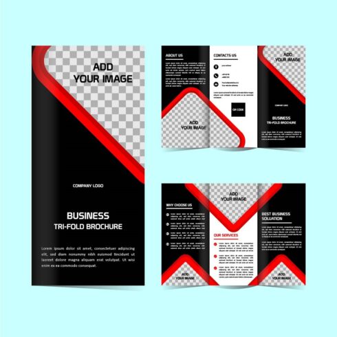 Vector Tri fold Business brochure design template cover image.