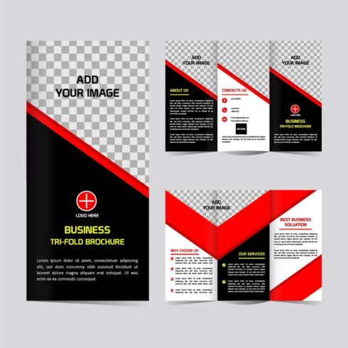Vector Tri fold Business brochure design template editable and resizable cover image.