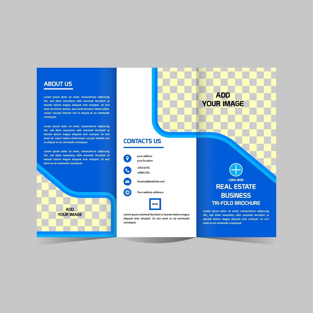 Vector Tri fold real estate brochure design template editable preview image.